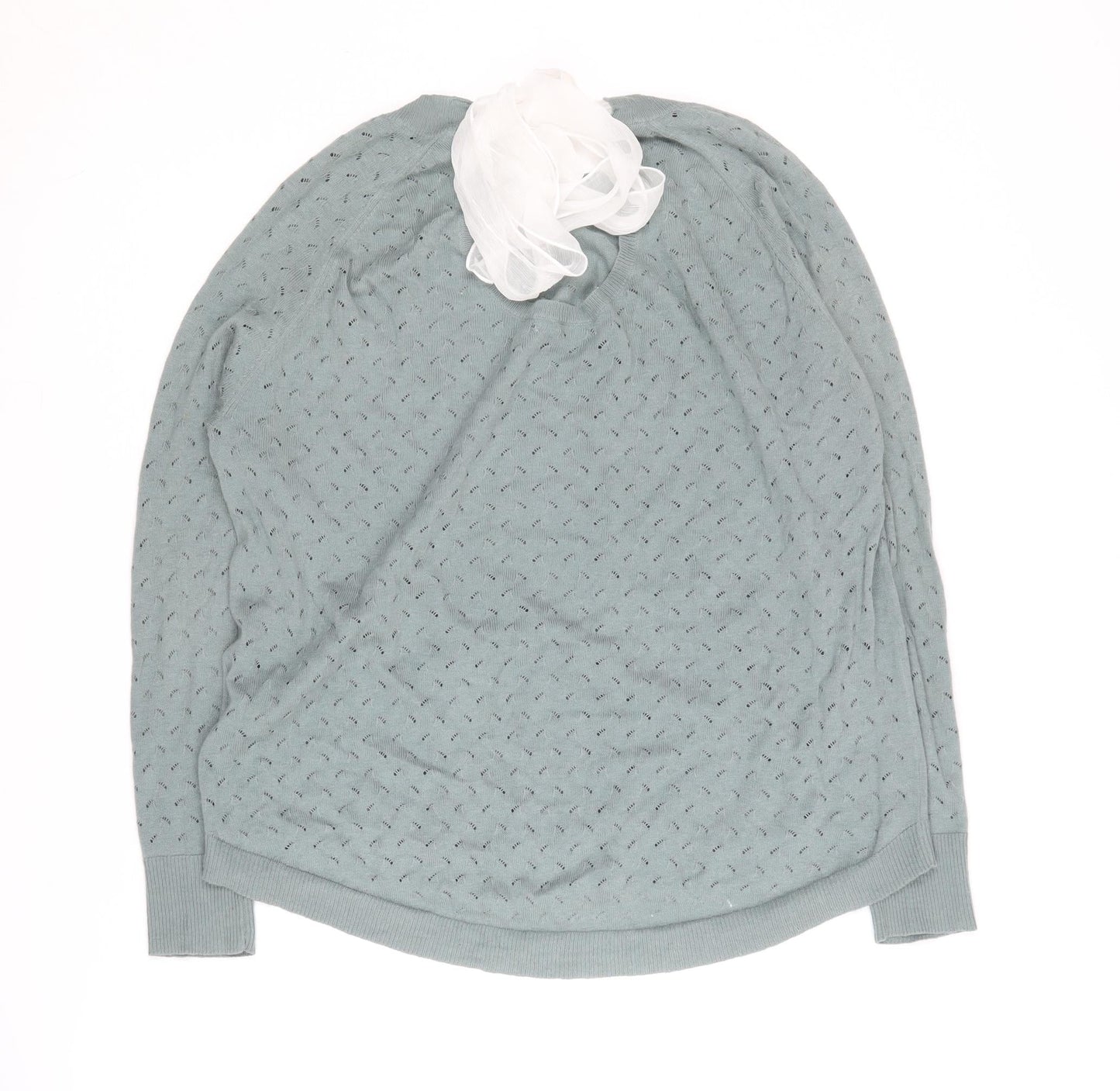 Ille De Cocos Blue Crew Neck Women's Jumper Size S