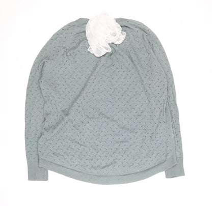 Ille De Cocos Blue Crew Neck Women's Jumper Size S