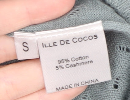 Ille De Cocos Blue Crew Neck Women's Jumper Size S