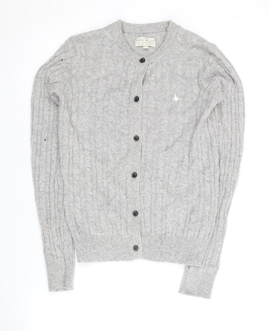 Jack Wills Women's Grey Merino Wool Cardigan UK 6