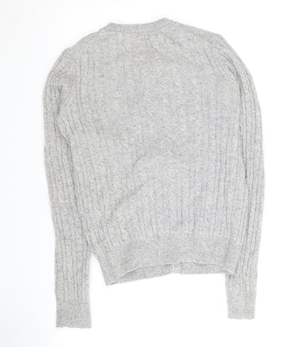 Jack Wills Women's Grey Merino Wool Cardigan UK 6