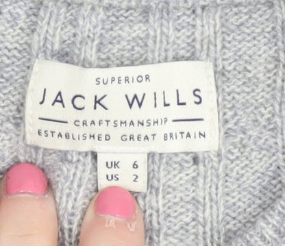 Jack Wills Women's Grey Merino Wool Cardigan UK 6