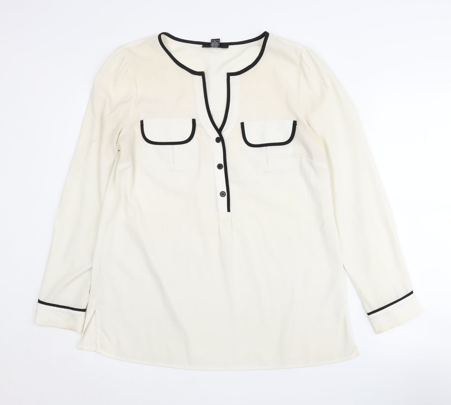 Womens UK Size 10 Alfani Ivory Basic Blouse