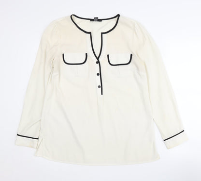 Womens UK Size 10 Alfani Ivory Basic Blouse