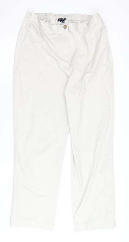 Womens UK Size 16 Lands' End Classic Fit Chino Ivory Trousers