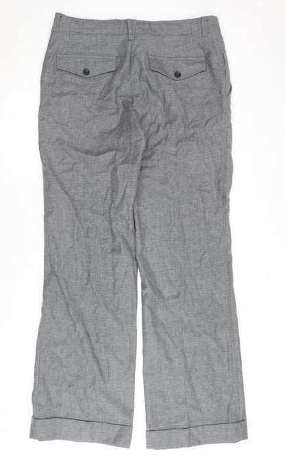 Reiss Women's Grey Wool Wide-Leg Trousers Size 34