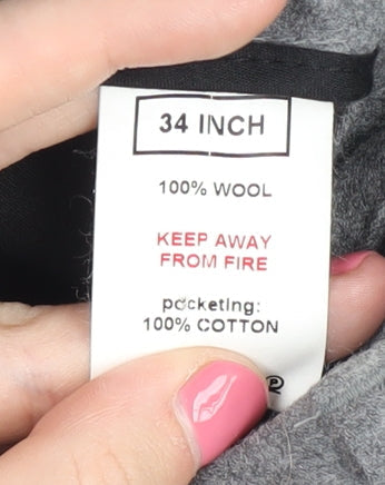 Reiss Women's Grey Wool Wide-Leg Trousers Size 34