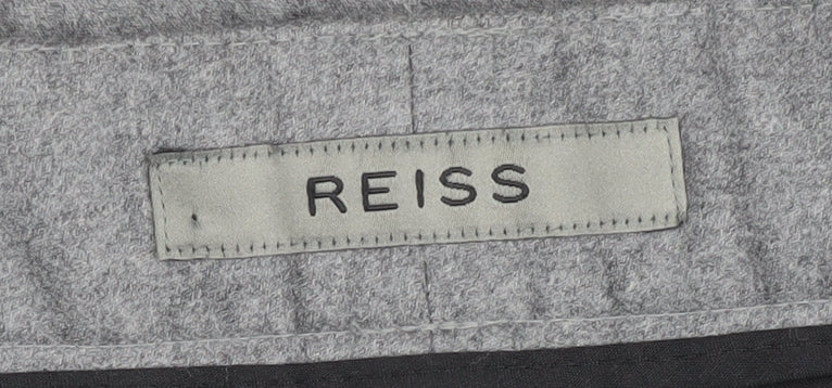 Reiss Women's Grey Wool Wide-Leg Trousers Size 34