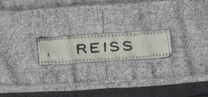 Reiss Women's Grey Wool Wide-Leg Trousers Size 34