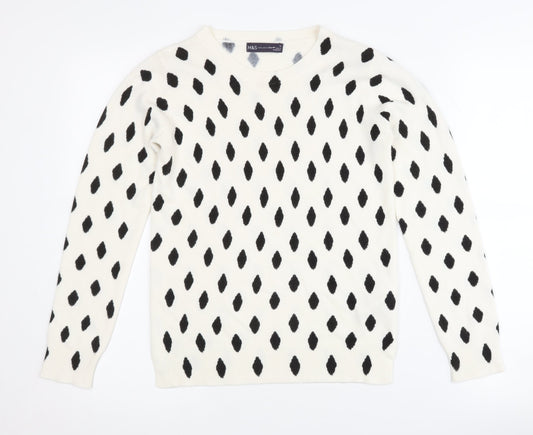 Womens UK Size 6 Marks and Spencer White Pullover Jumper