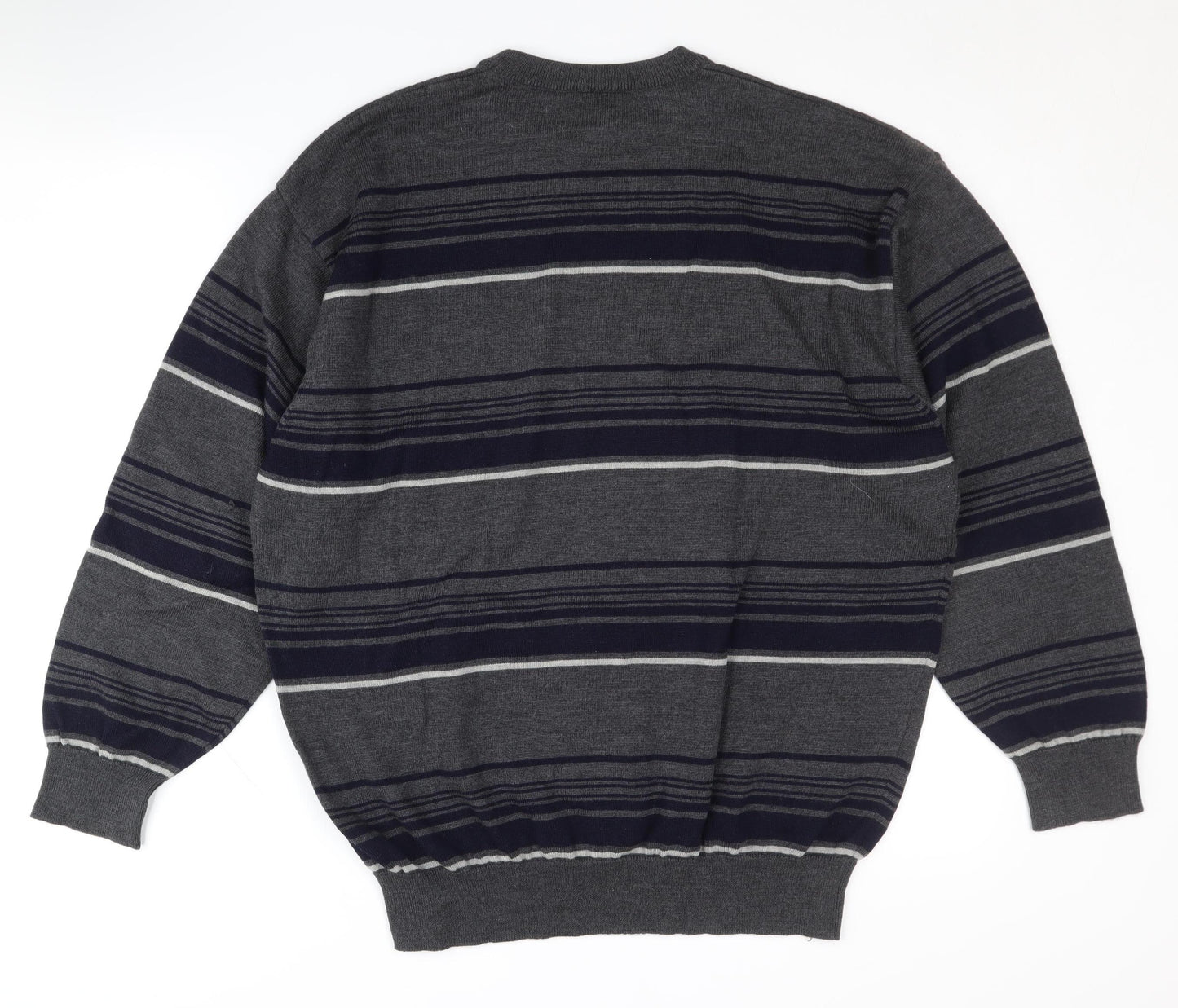 Lacoste Men's Grey Striped Wool Pullover Jumper