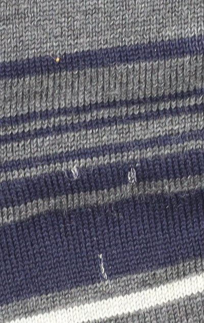 Lacoste Men's Grey Striped Wool Pullover Jumper