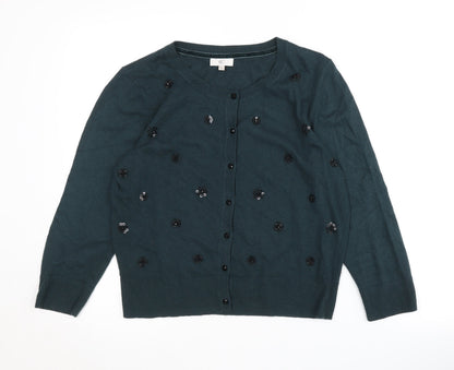 Womens UK Size M CC Green Cardigan Jumper