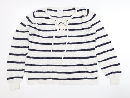Womens UK Size XS Old Navy White Pullover Jumper