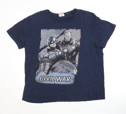 Marvel Men’s Blue Captain America XL T-Shirt