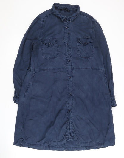 French Connection Women's Blue Shirt Dress - Size 14