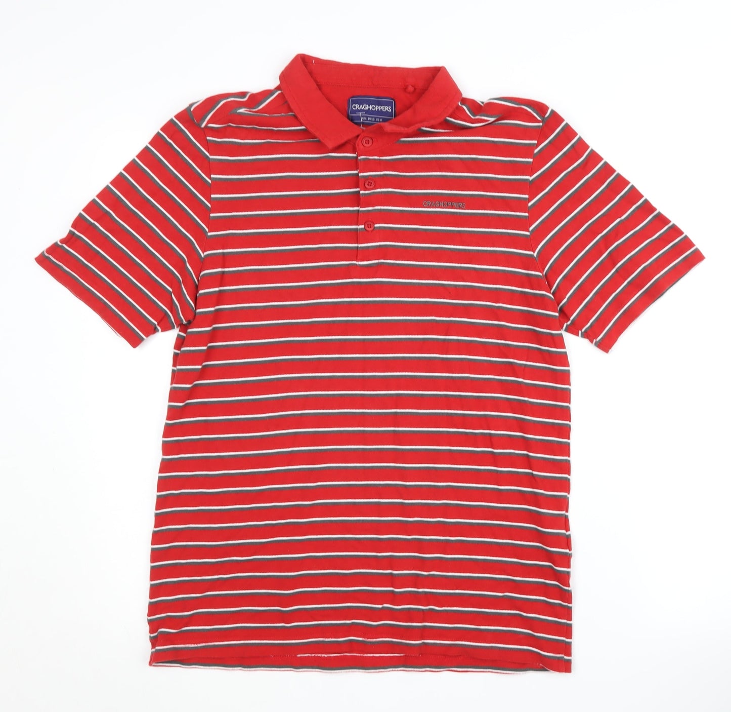 Craghoppers Men's Red Striped Polo Shirt, Size M