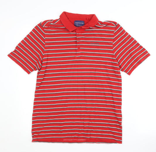 Craghoppers Men's Red Striped Polo Shirt, Size M