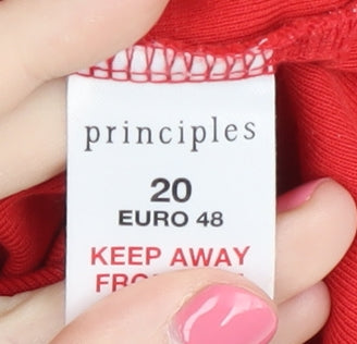 Womens UK Size 20 Principles Red Basic T-Shirt