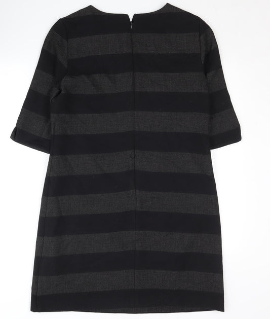 Phase Eight Women's Black Striped Shift Dress Size 12