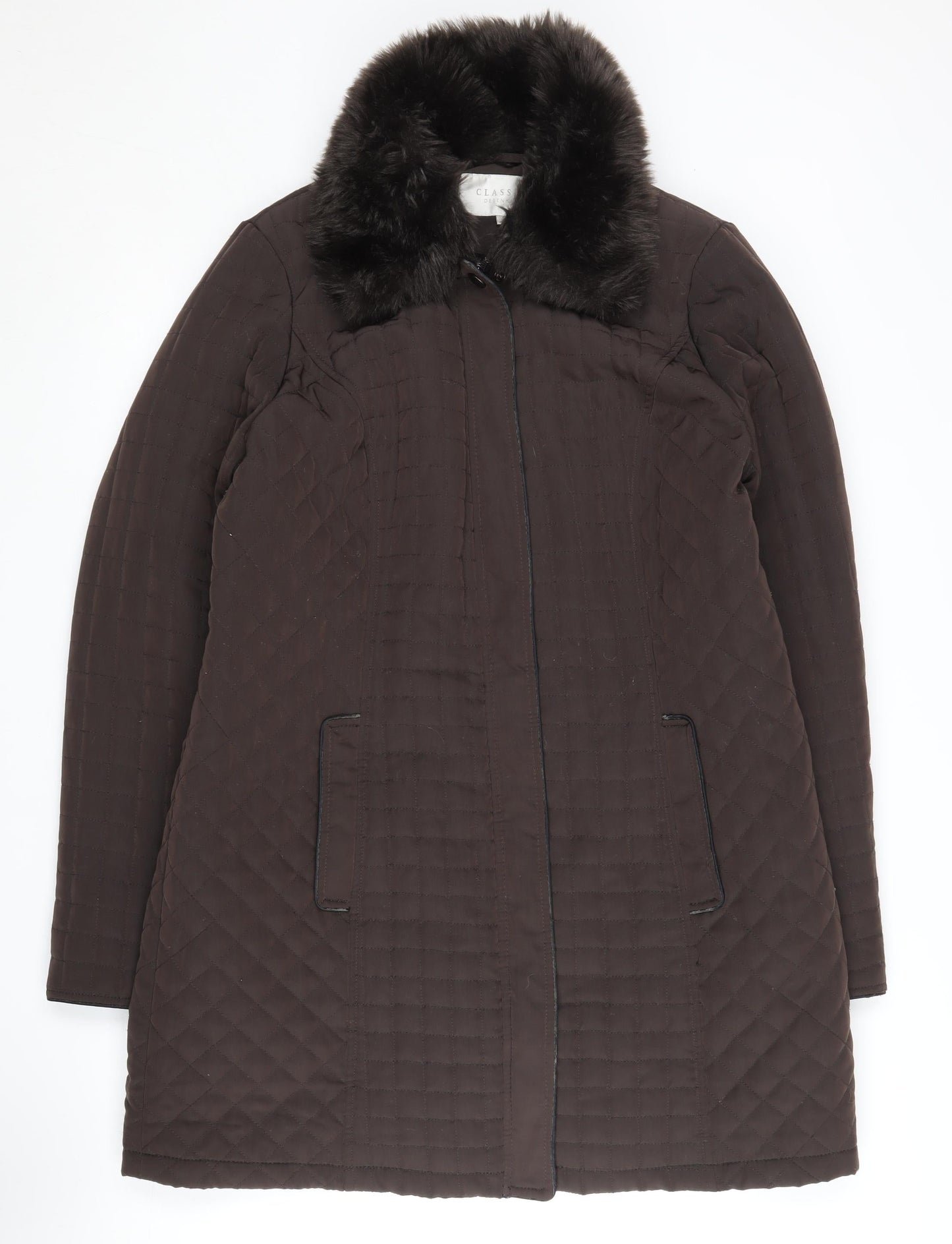 Womens UK Size 14 Debenhams Brown Quilted Coat