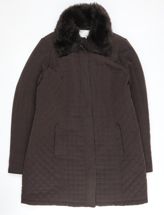 Womens UK Size 14 Debenhams Brown Quilted Coat