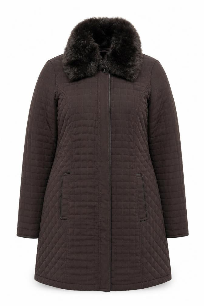 Womens UK Size 14 Debenhams Brown Quilted Coat