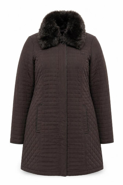 Womens UK Size 14 Debenhams Brown Quilted Coat