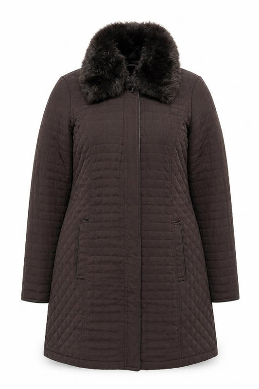 Womens UK Size 14 Debenhams Brown Quilted Coat
