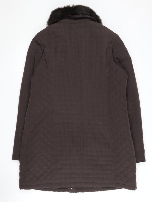 Womens UK Size 14 Debenhams Brown Quilted Coat