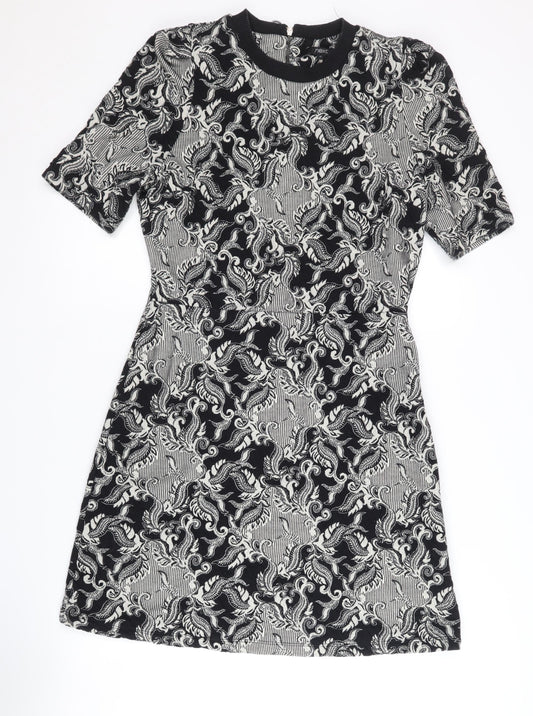 Next Women Black Round Neck Half Sleeve Dress