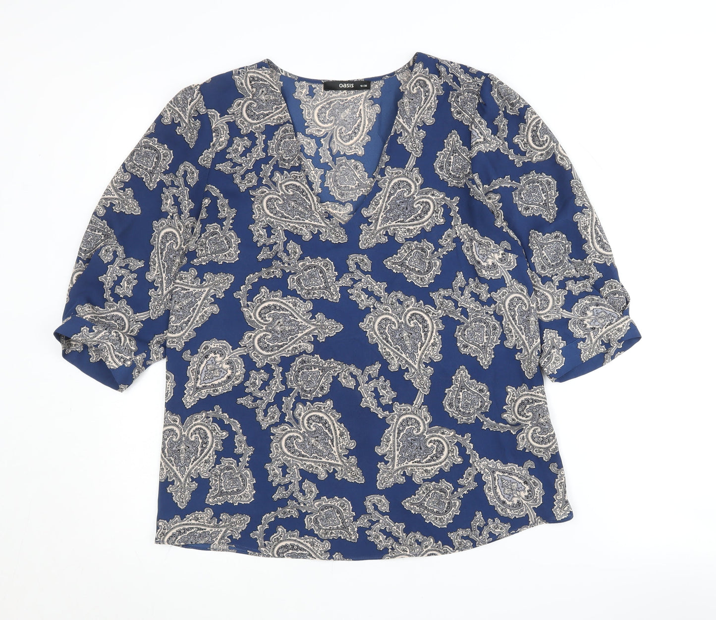 Womens UK Size 10 Oasis Blue Basic Blouse