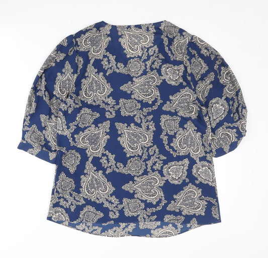 Womens UK Size 10 Oasis Blue Basic Blouse