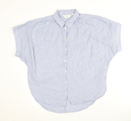 Womens UK Size 8 H&M Blue Basic Button-Up