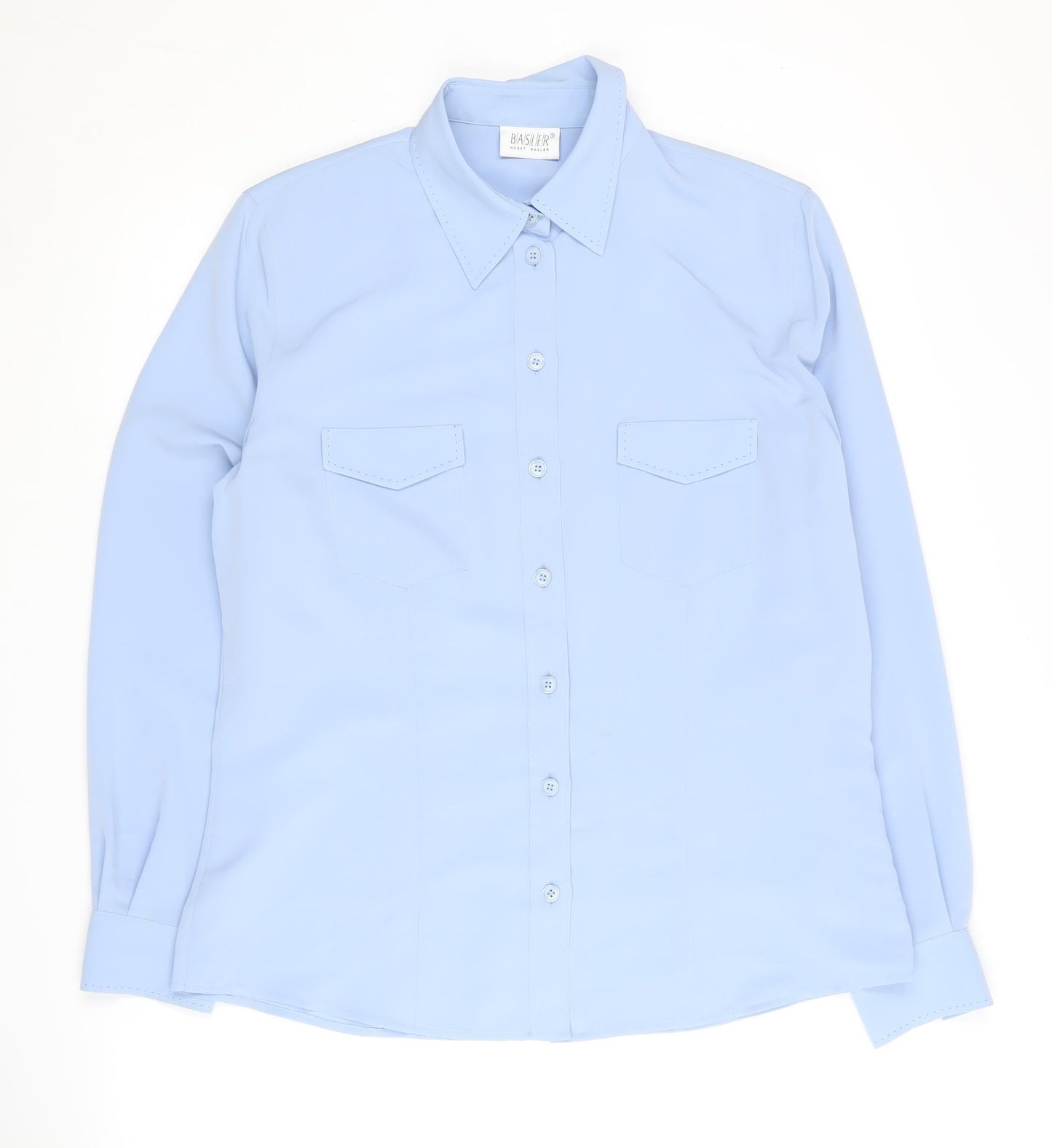 Basler Women's Blue Button-Up Shirt, Size 14, Long Sleeve