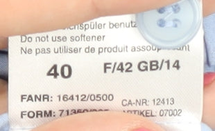 Basler Women's Blue Button-Up Shirt, Size 14, Long Sleeve