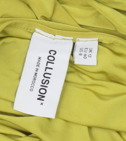 Collusion Women's Green Bodycon Dress Size 12, Modern Style