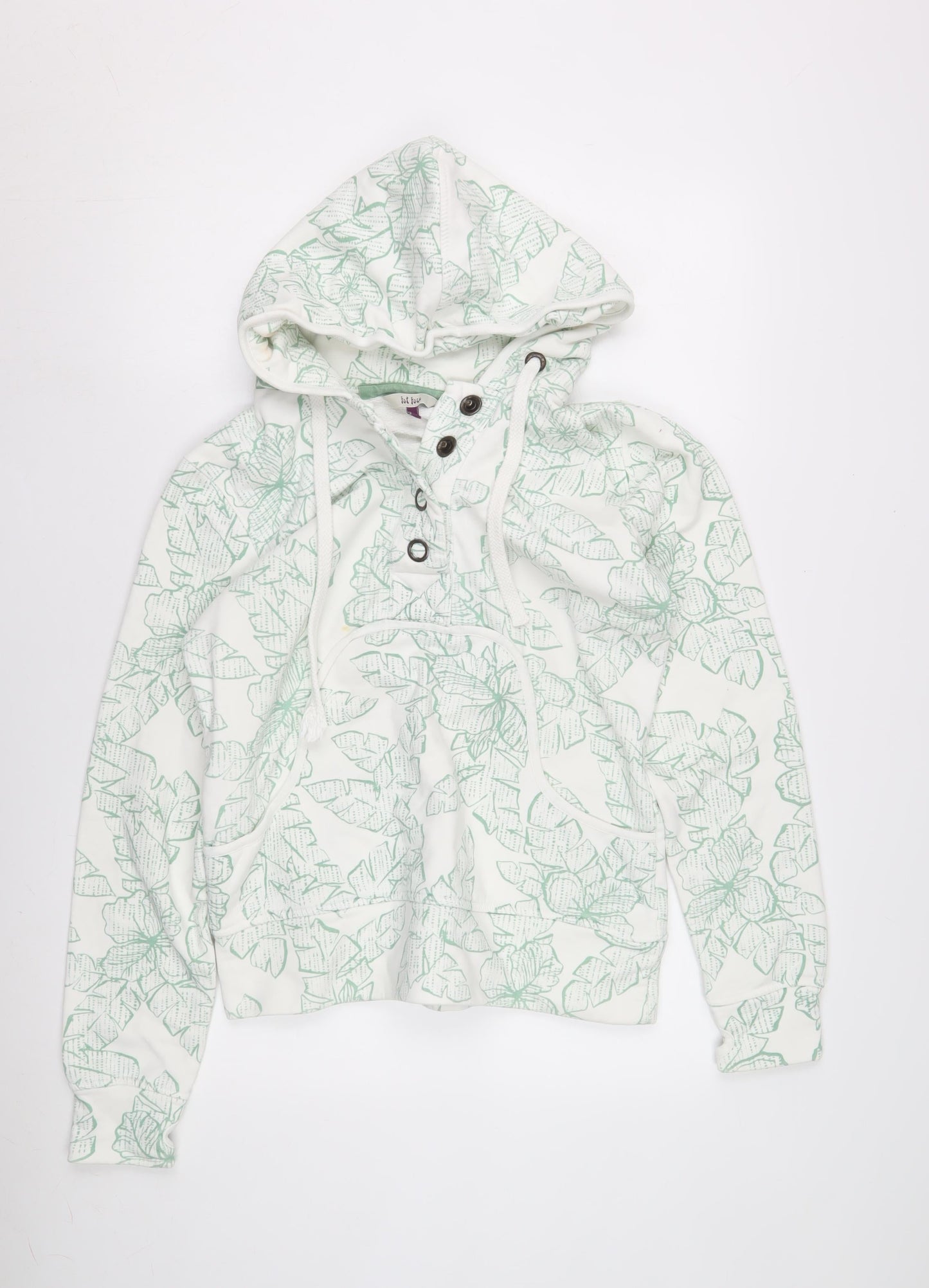 Womens UK Size 10 Fat Face White Henley Hoodie