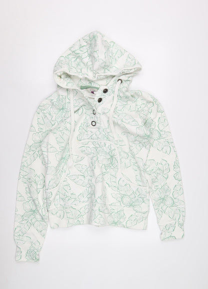 Womens UK Size 10 Fat Face White Henley Hoodie