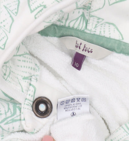 Womens UK Size 10 Fat Face White Henley Hoodie