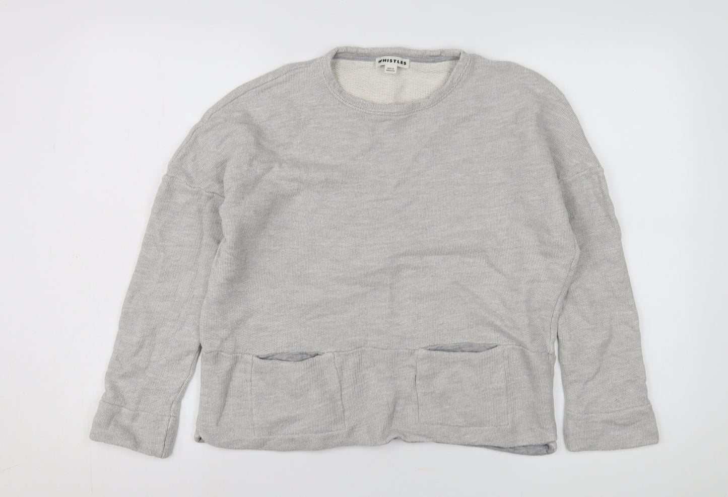 Whistles Women's Grey Cotton Pullover Sweatshirt, Size 16