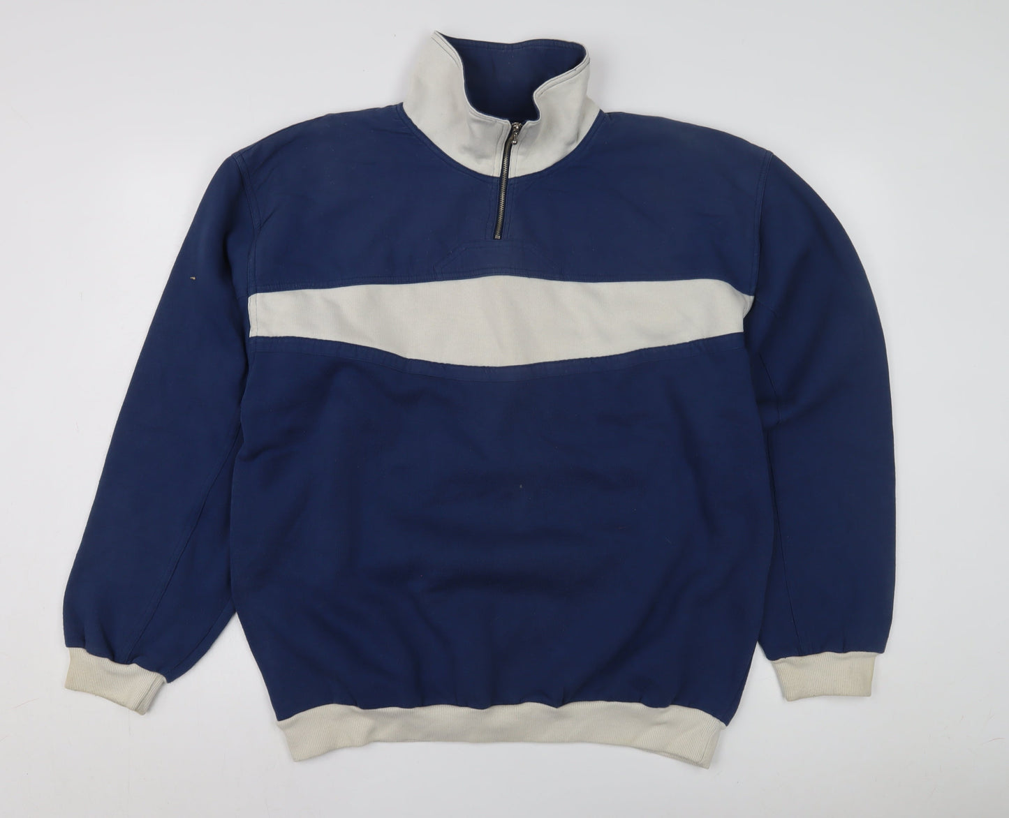 Mens UK Size L Springfield Blue 1/2 Zip Sweatshirt