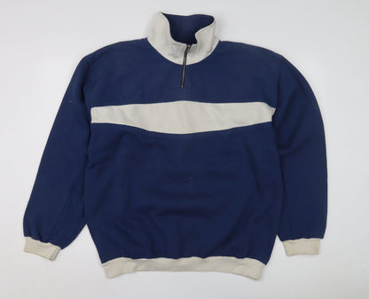 Mens UK Size L Springfield Blue 1/2 Zip Sweatshirt