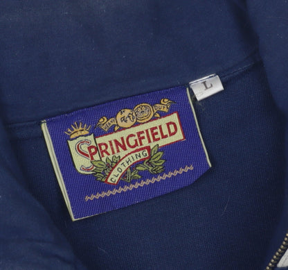 Mens UK Size L Springfield Blue 1/2 Zip Sweatshirt