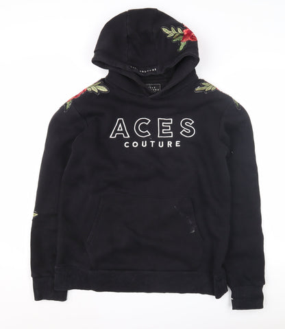 ACES Couture Women’s Black Embroidered Pullover Hoodie - M