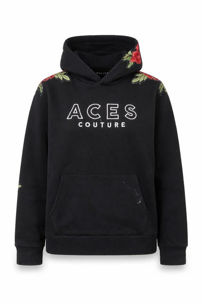 ACES Couture Women’s Black Embroidered Pullover Hoodie - M