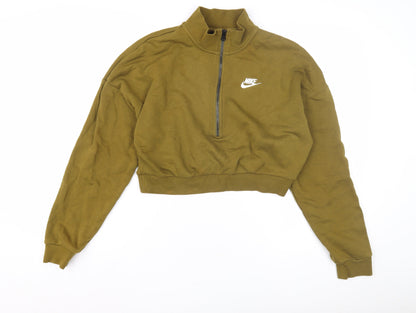 Nike Women's Green Pullover Sweatshirt, S, High Neck, 1/2 Zip