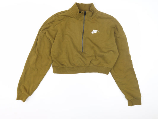 Nike Women's Green Pullover Sweatshirt, S, High Neck, 1/2 Zip
