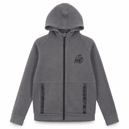 Front view of Kings Will Dream boys’ grey full zip hoodie 12-13 years