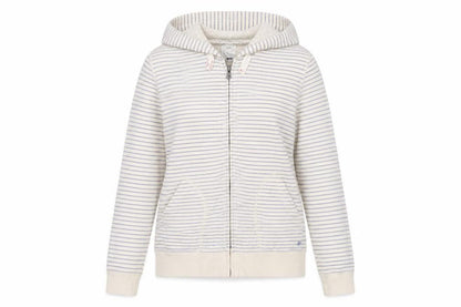 Front view of Mantaray Women’s Ivory Striped Hoodie, size UK 12